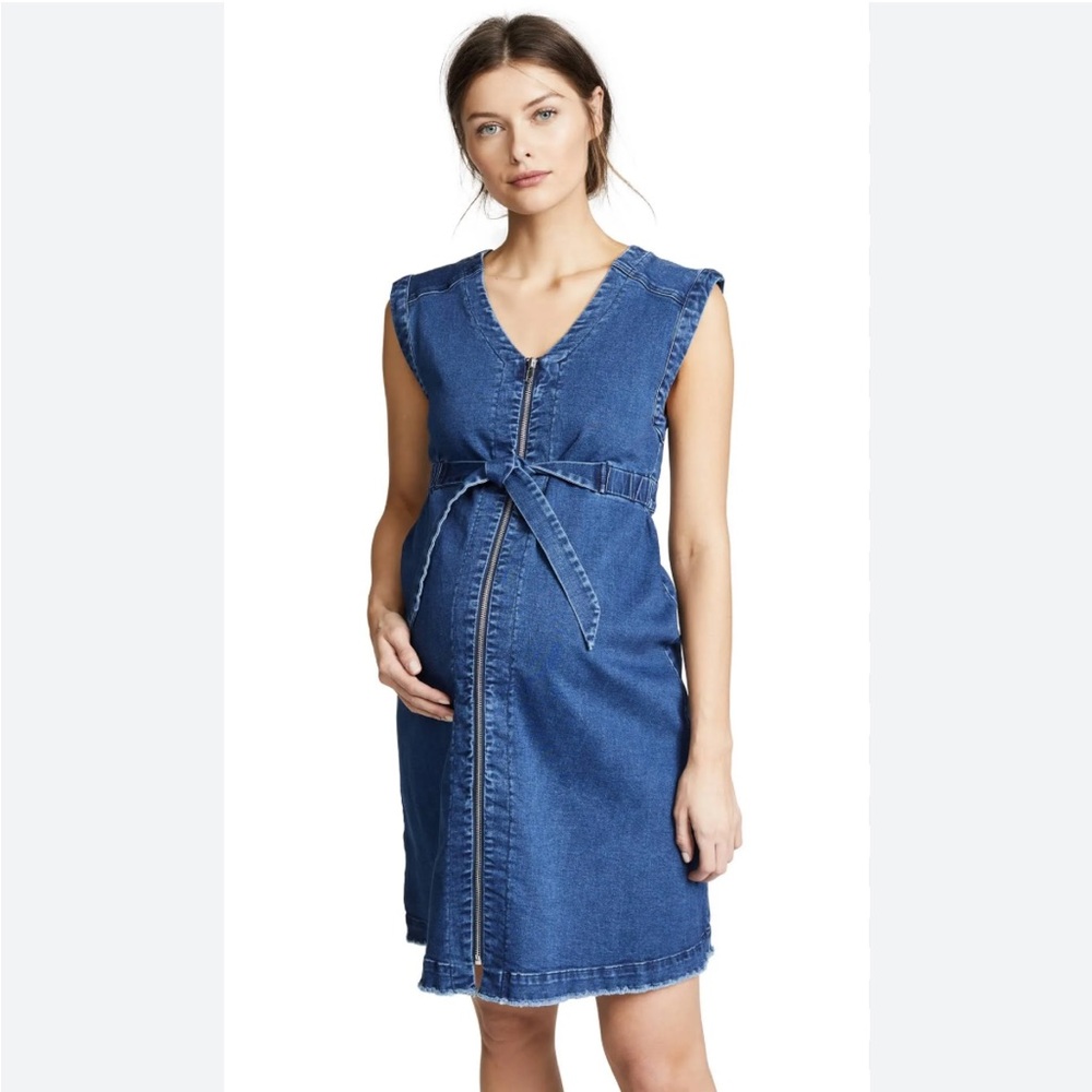 Ingrid & Isabel Maternity Denim Zip Front Dress Medium